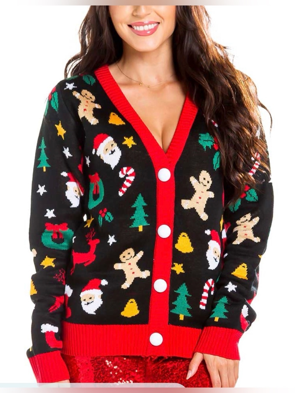 NWOT Tipsy Elves Women’s Cookie Cutter Christmas Holiday Sweater Cardigan- 2XL